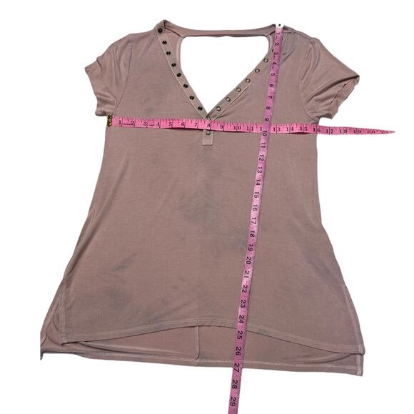 American eagle outfitters soft & sexy snap top short sleeve t shirt  pink sz S - Picture 5 of 7